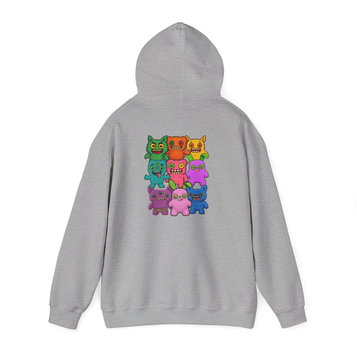 Hoodie Fugglers Colorful Cartoon Monster Crew Graphic Back Print