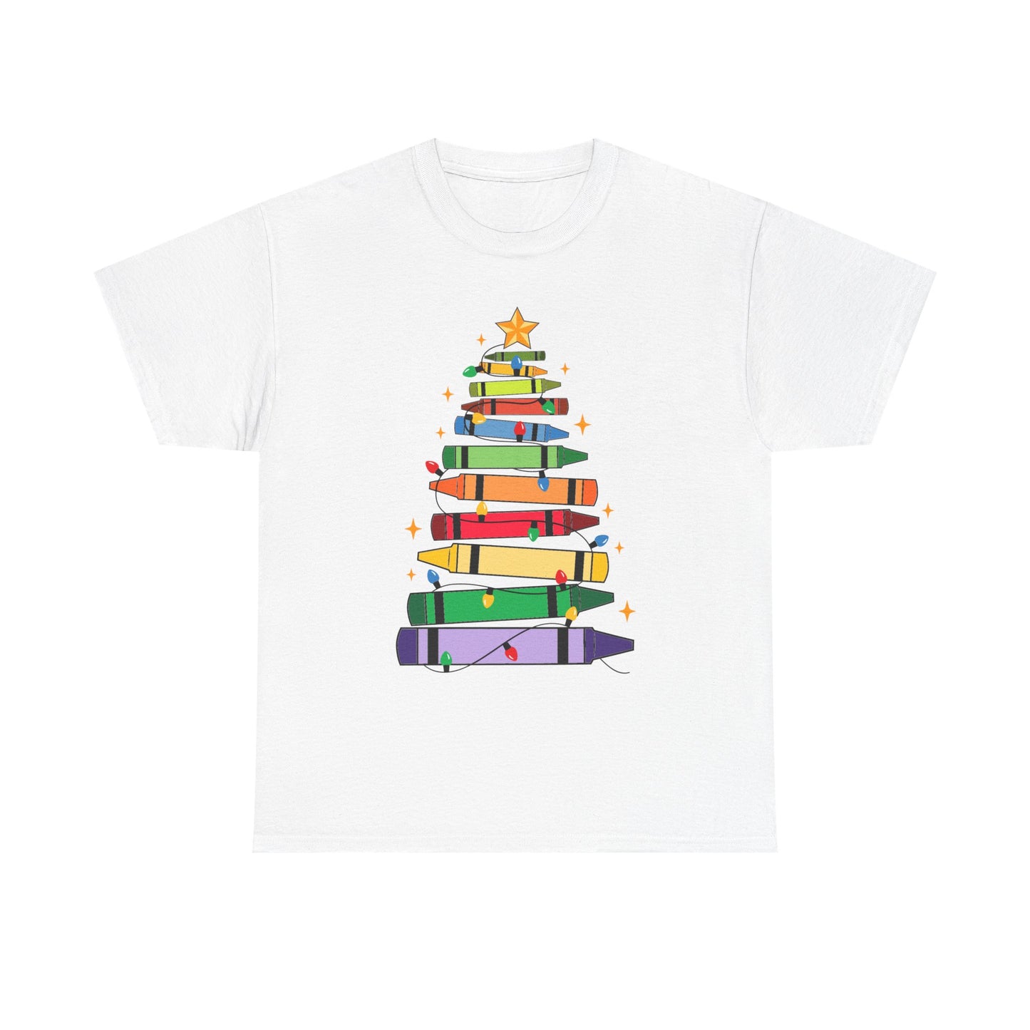 Crayon Tree Teacher Unisex Tee for Christmas Gift, Homeschool T-Shirt, Holiday Apparel, Educator Present, School Tee Shirt