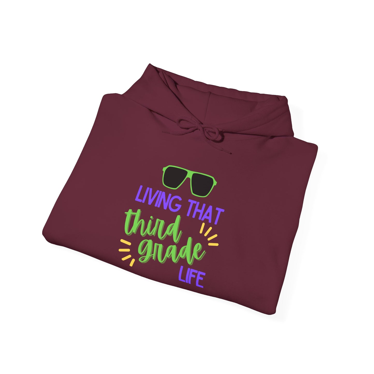 Living That Third Grade Life Hoodie - Perfect for Students, Graduation Gift, Cool Casual Wear, Back to School, Kids' Style