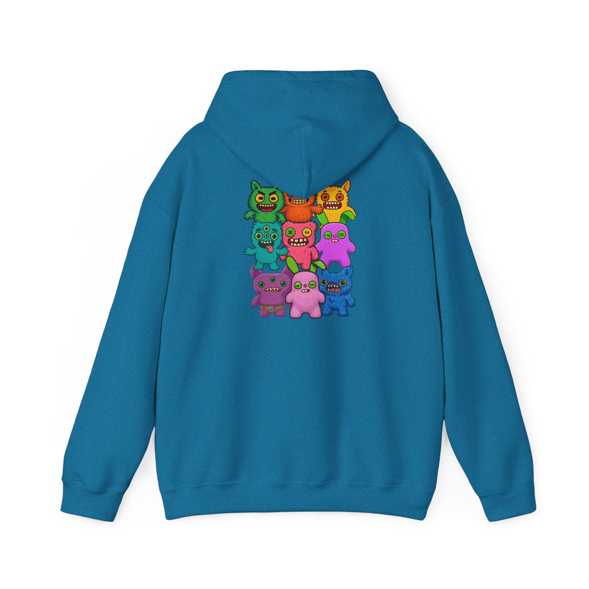 Hoodie Fugglers Colorful Cartoon Monster Crew Graphic Back Print