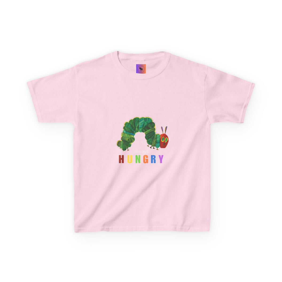 Kids Tee — "Always Hungry" Colorful Caterpillar Graphic