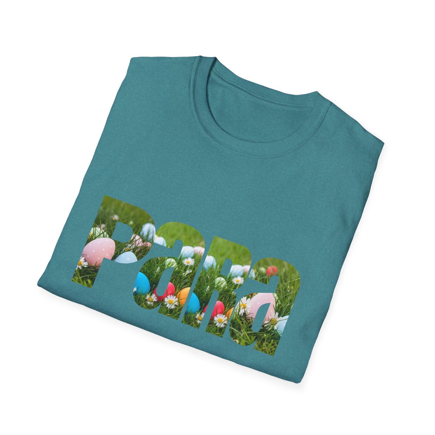 T-Shirt — Floral 'Para' Lettering Tee, easter egg pattern