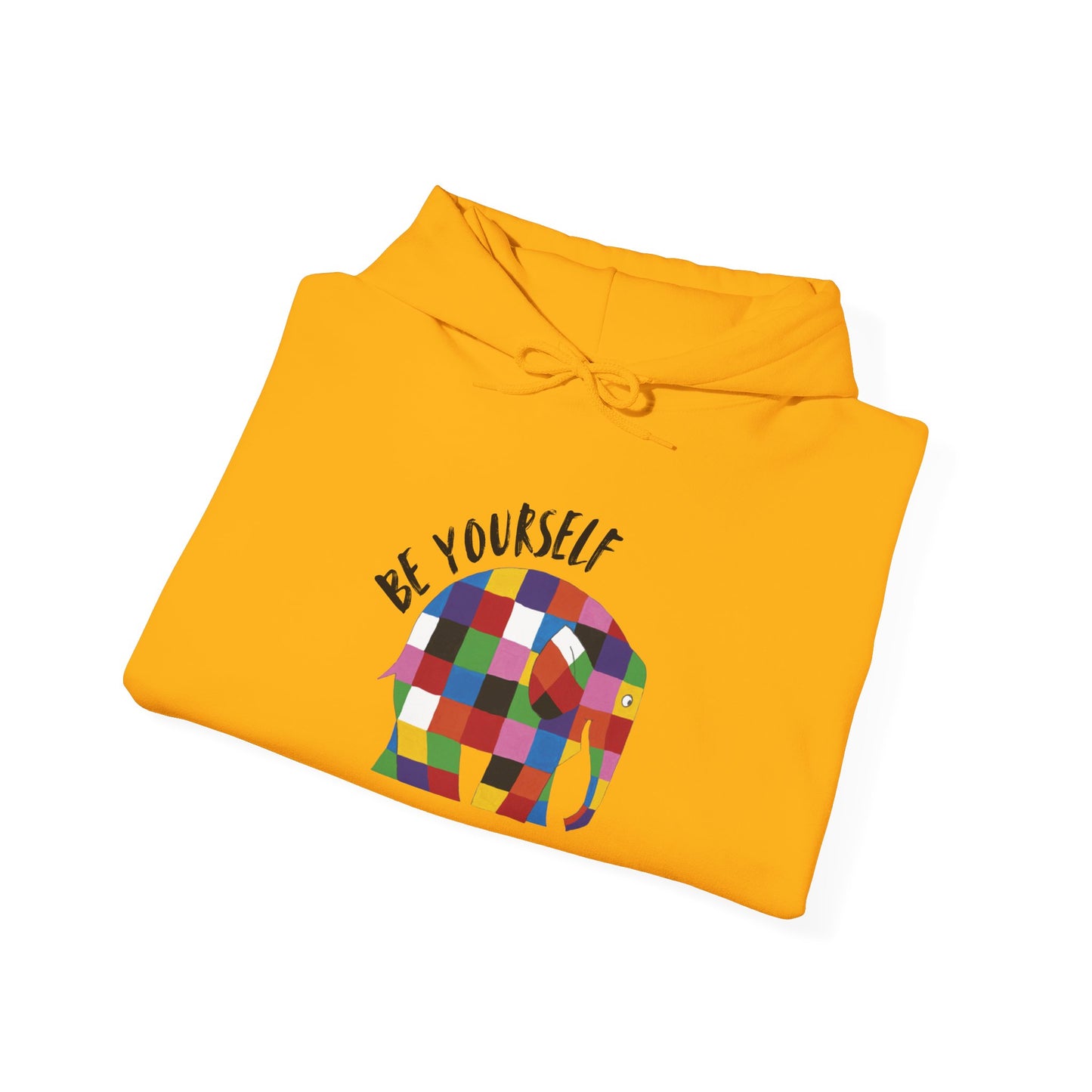 Patchwork Elephant Unisex Hoodie, Elmer the Elephant Sweatshirt, Be Yourself Hooded Jumper, Gender Neutral Hoodie, Colorful Cartoon Sweater