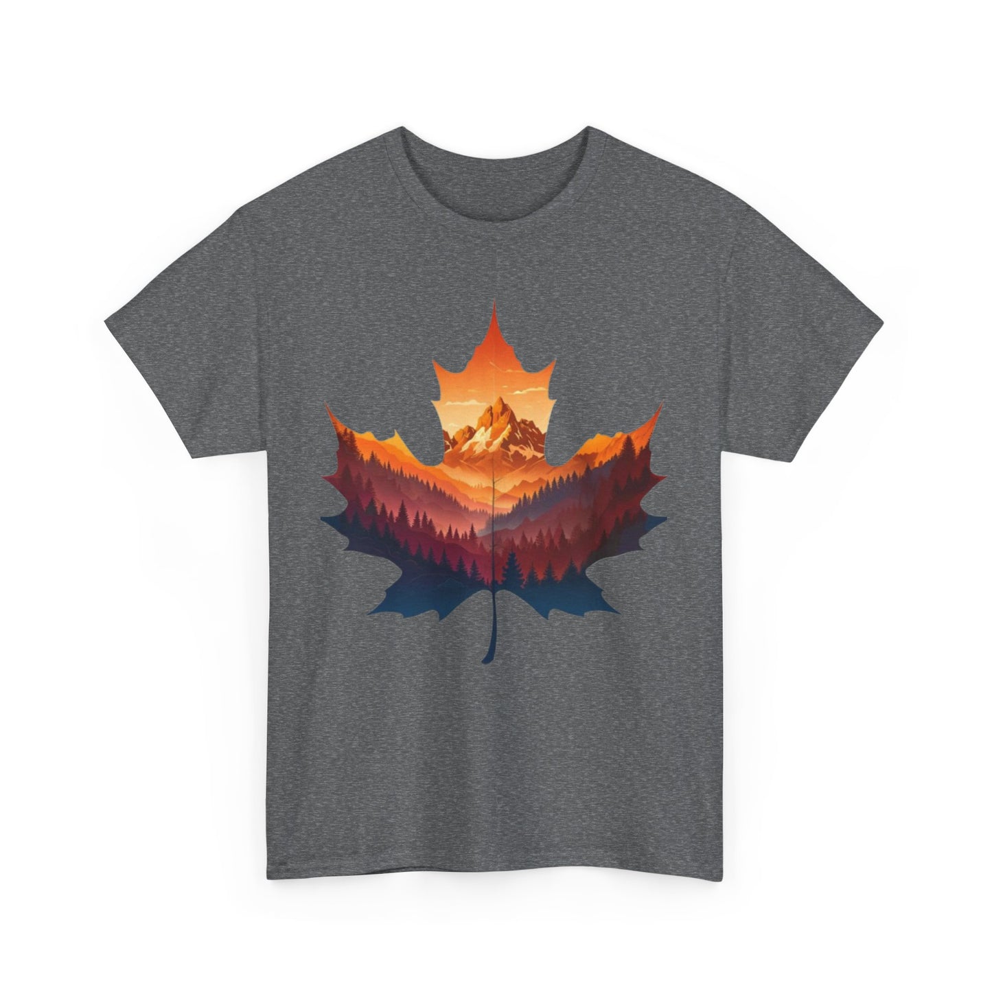 Sunset Leaf Unisex Tee, Mountain Graphic T-Shirt, Nature Lover Cotton Shirt, Outdoor Adventure Clothing, Hiking Apparel