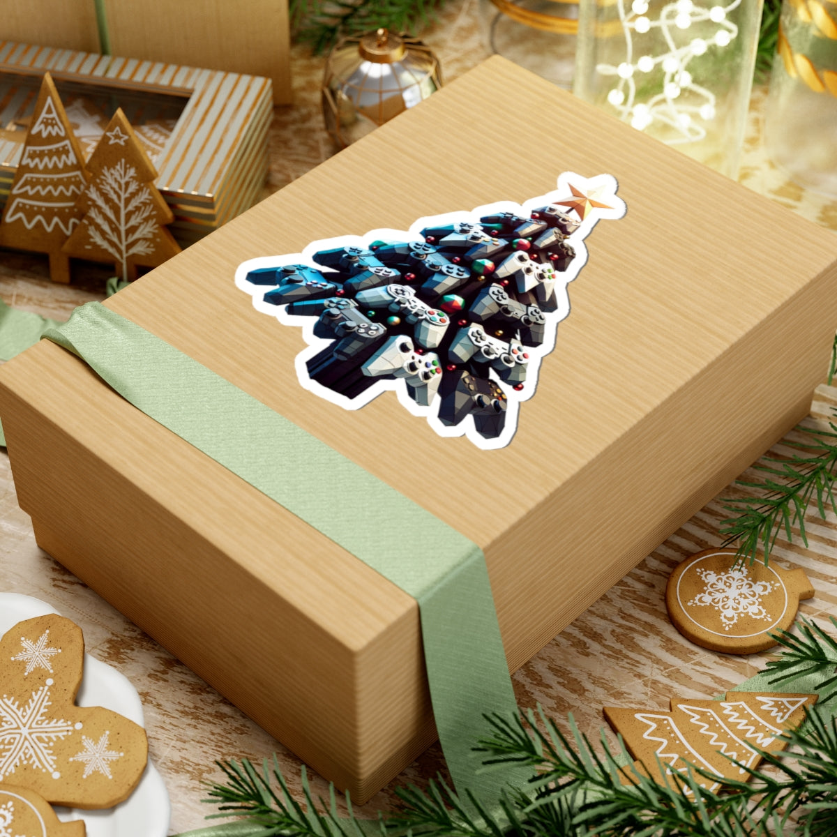 console controller Christmas tree Kiss-Cut Stickers