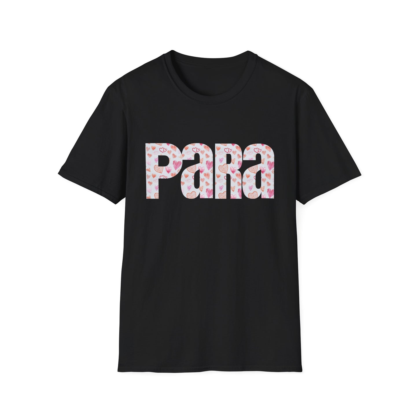 Para heart Text T-Shirt — Pink heart Pattern Graphic Tee