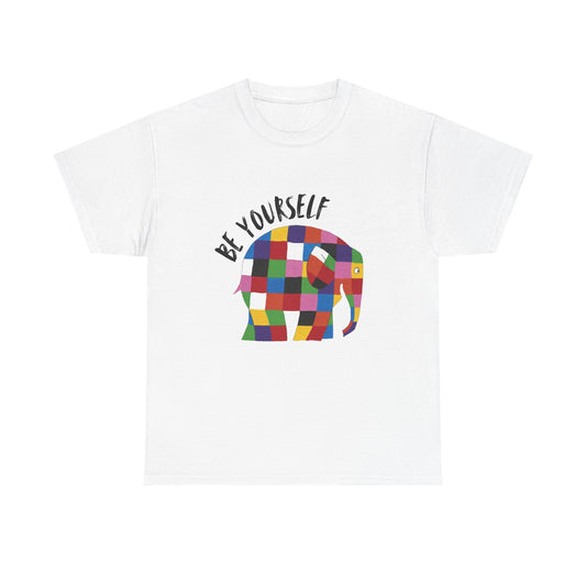 Patchwork Elephant Unisex Tee, Elmer Print Shirt, Graphic Tee, Kids Novelty Shirt, Animal Lover Gift