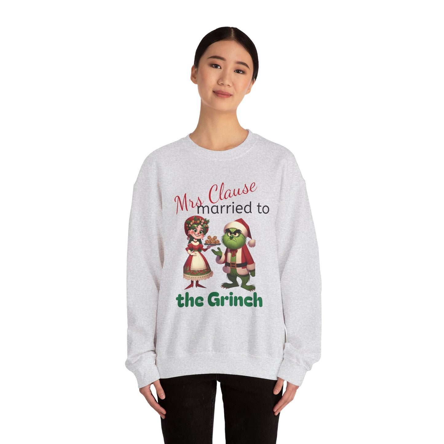 Funny Mrs Clause Married to the Grinch Sweatshirt, Christmas Couples Jumper, Holiday Pullover, Xmas Apparel, Winter Top