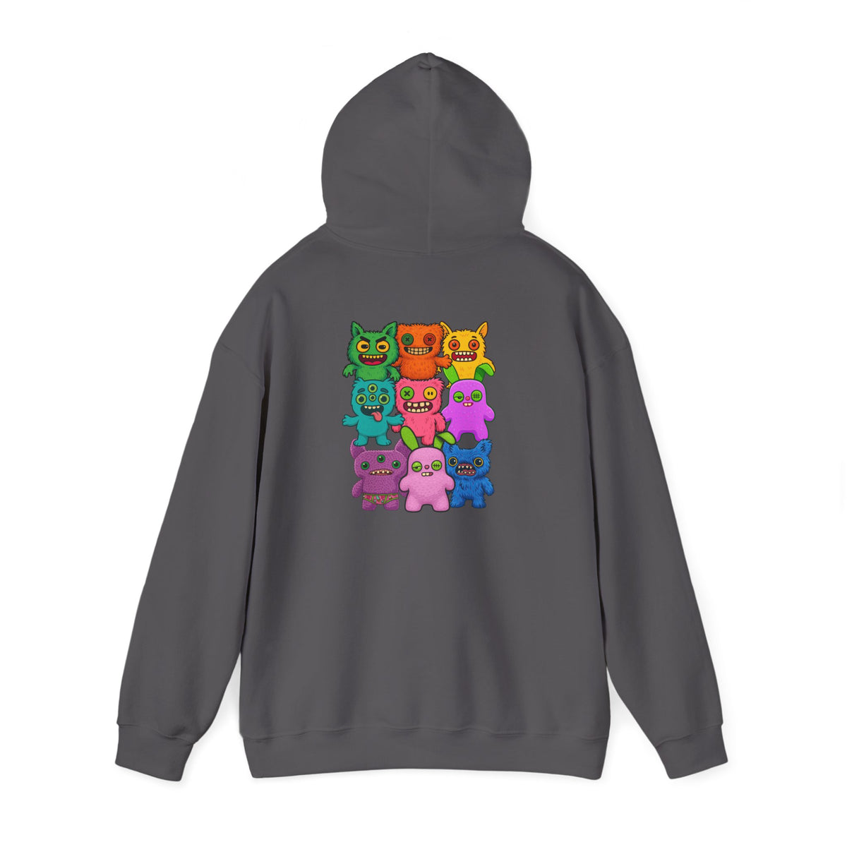 Hoodie Fugglers Colorful Cartoon Monster Crew Graphic Back Print