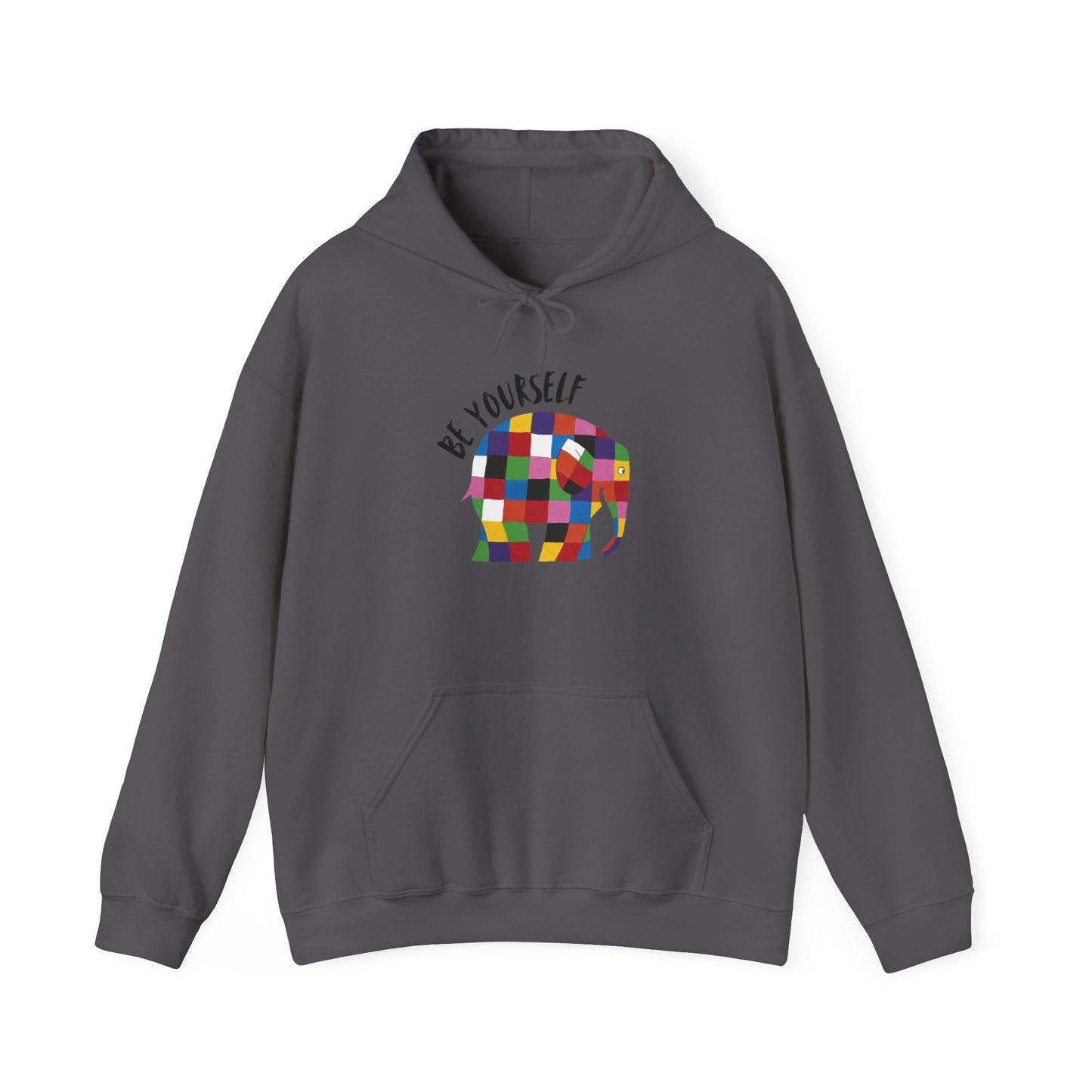 Patchwork Elephant Unisex Hoodie, Elmer the Elephant Sweatshirt, Be Yourself Hooded Jumper, Gender Neutral Hoodie, Colorful Cartoon Sweater