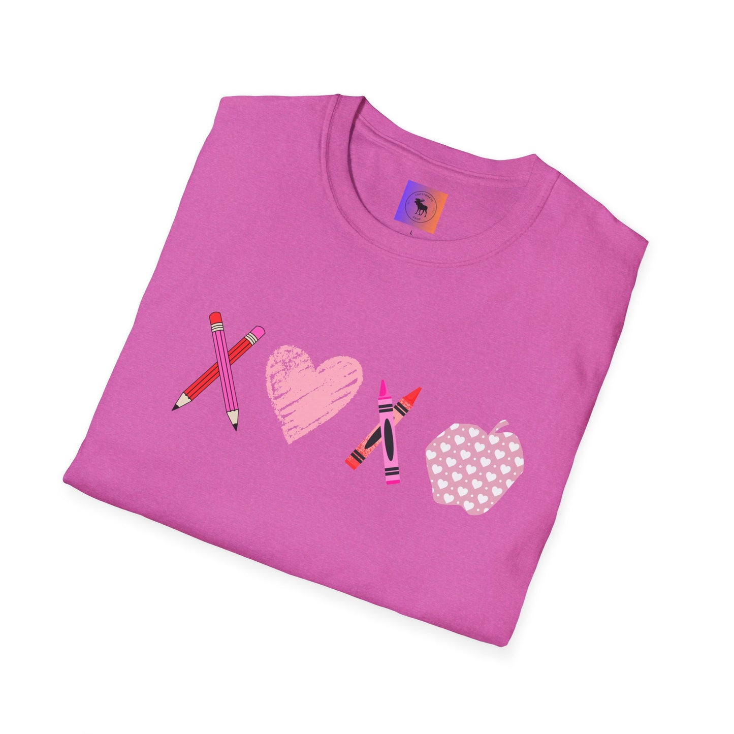 Teacher Valentine T-Shirt — Pencils, Crayon Apple & XOXO