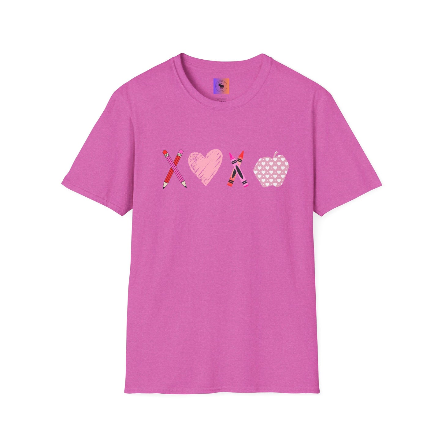 Teacher Valentine T-Shirt — Pencils, Crayon Apple & XOXO