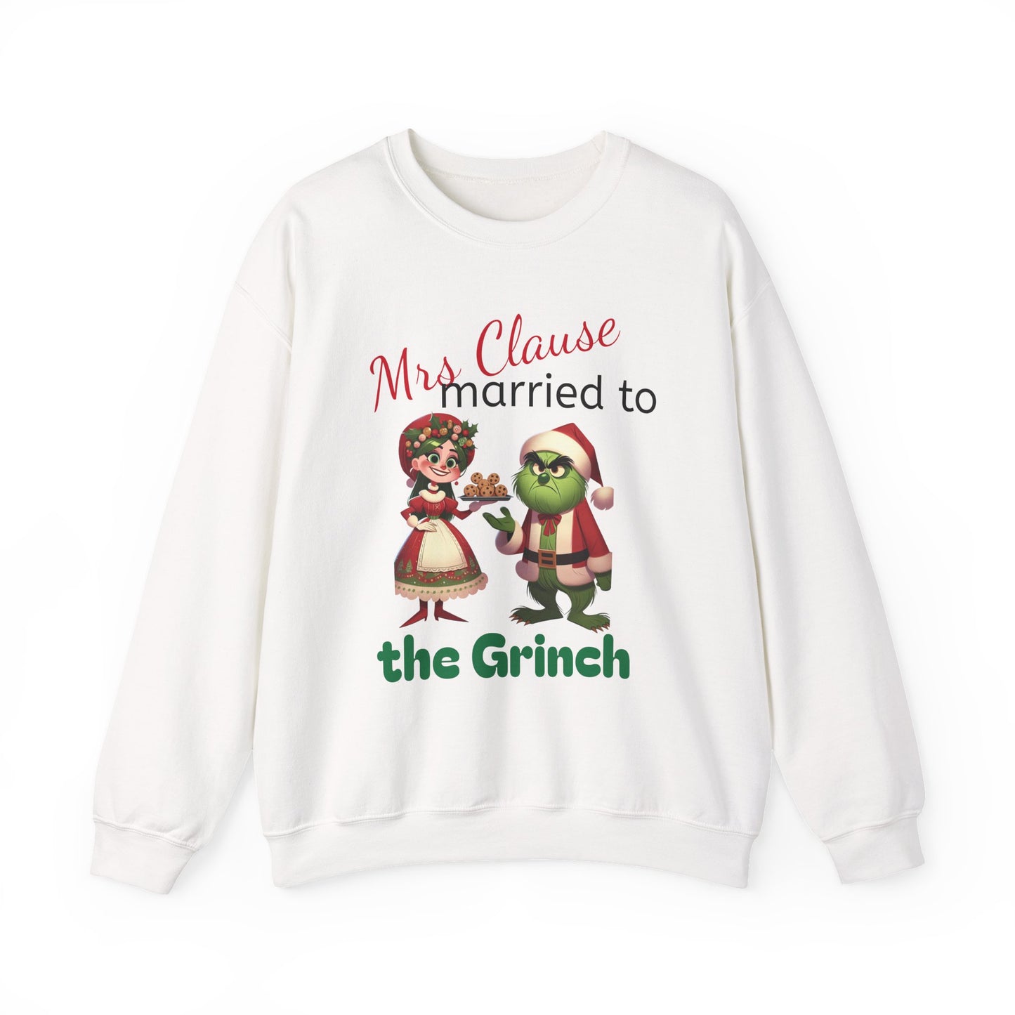 Funny Mrs Clause Married to the Grinch Sweatshirt, Christmas Couples Jumper, Holiday Pullover, Xmas Apparel, Winter Top
