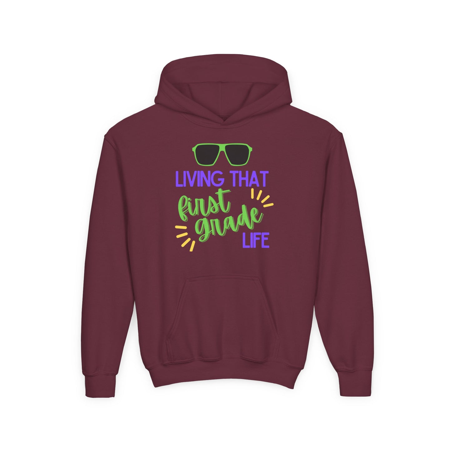 Cool first Grade Hoodie for Youth, Back to School Gift, Trendy Kids Sweatshirt, Living that Third Grade Life, Fun School Spirit Wear