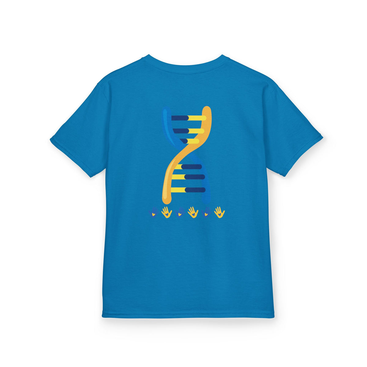 Kids Tee — Blue & Yellow DNA Hearts Design Down Syndrome Awareness,  DS