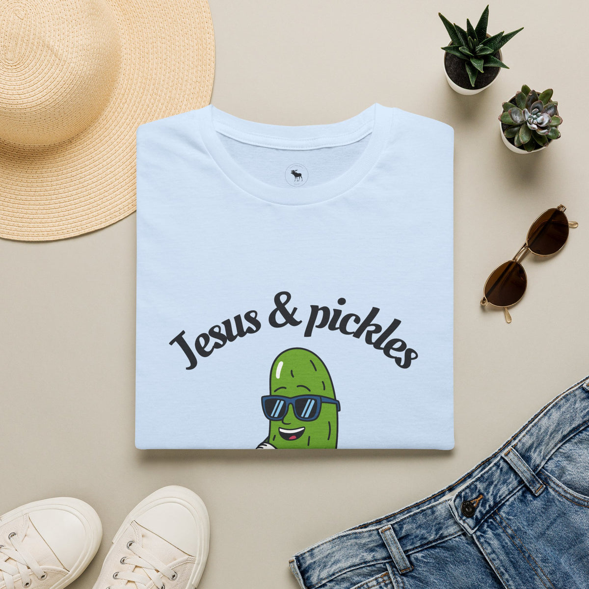Jesus & Pickles T-Shirt — “Salty & Saved” Funny Christian Graphic Tee