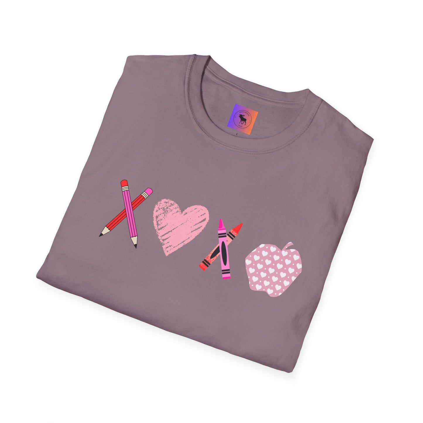 Teacher Valentine T-Shirt — Pencils, Crayon Apple & XOXO