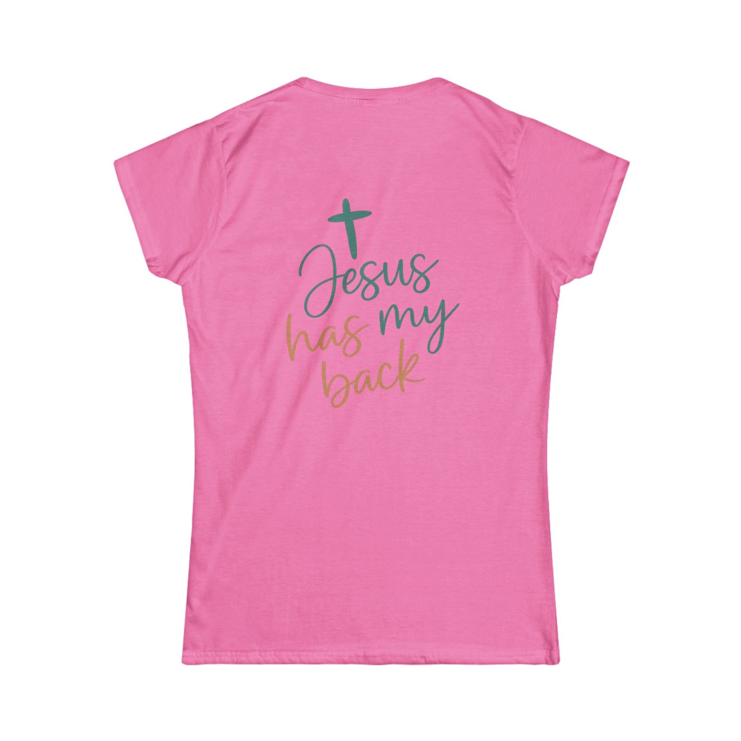 Christian Faith Women's Softstyle Tee - Inspirational Shirt - Jesus Has My Back T-Shirt - Casual, Gift for Believers, Spiritual Fashion