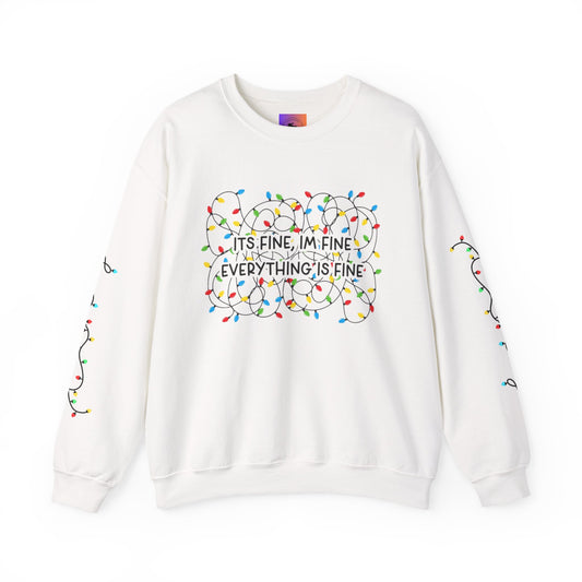 Its Fine Everything Is Fine holiday lights crewneck