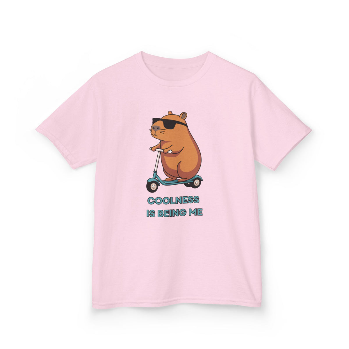 Kids Tee — 'Coolness Is Being Me' CAPYBARA on Scooter Cute Graphic T-Shirt