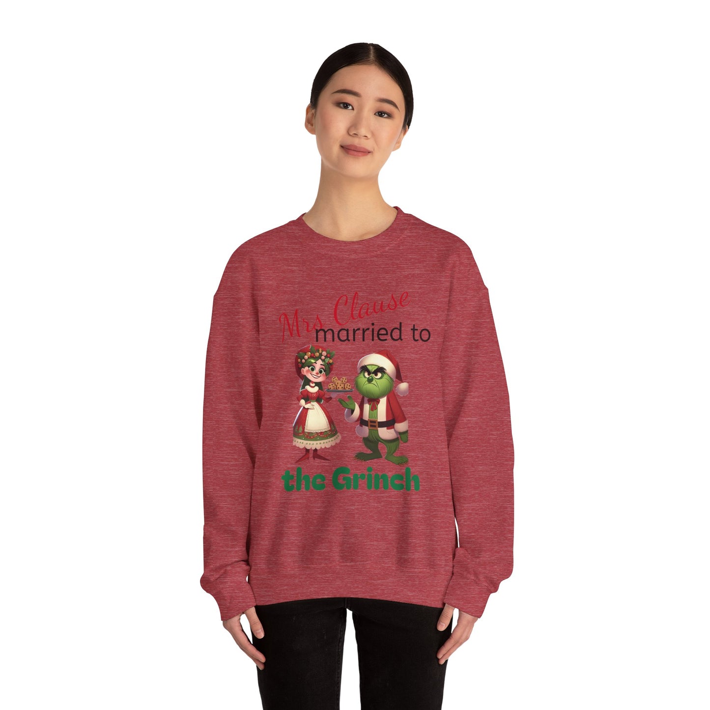 Funny Mrs Clause Married to the Grinch Sweatshirt, Christmas Couples Jumper, Holiday Pullover, Xmas Apparel, Winter Top