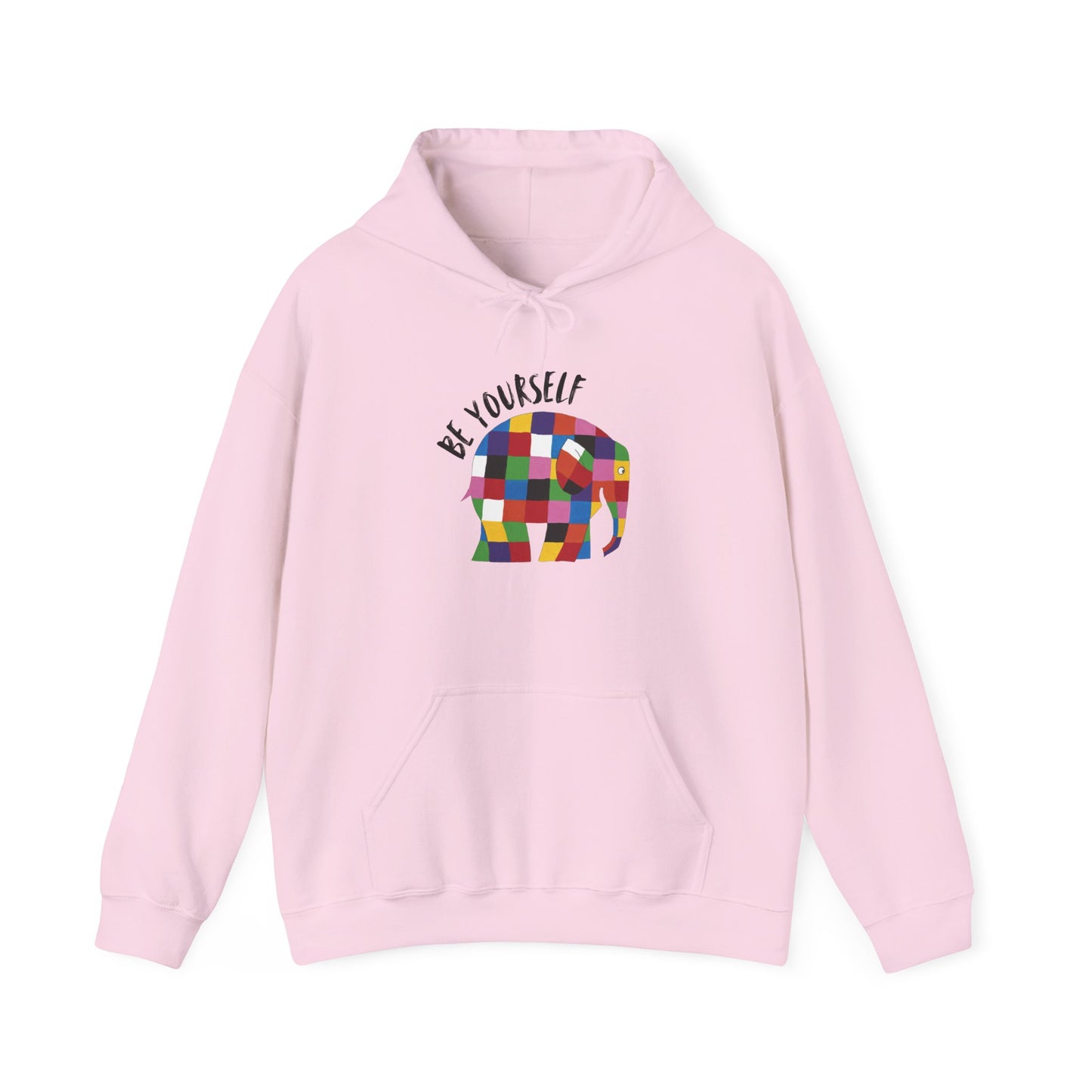 Patchwork Elephant Unisex Hoodie, Elmer the Elephant Sweatshirt, Be Yourself Hooded Jumper, Gender Neutral Hoodie, Colorful Cartoon Sweater