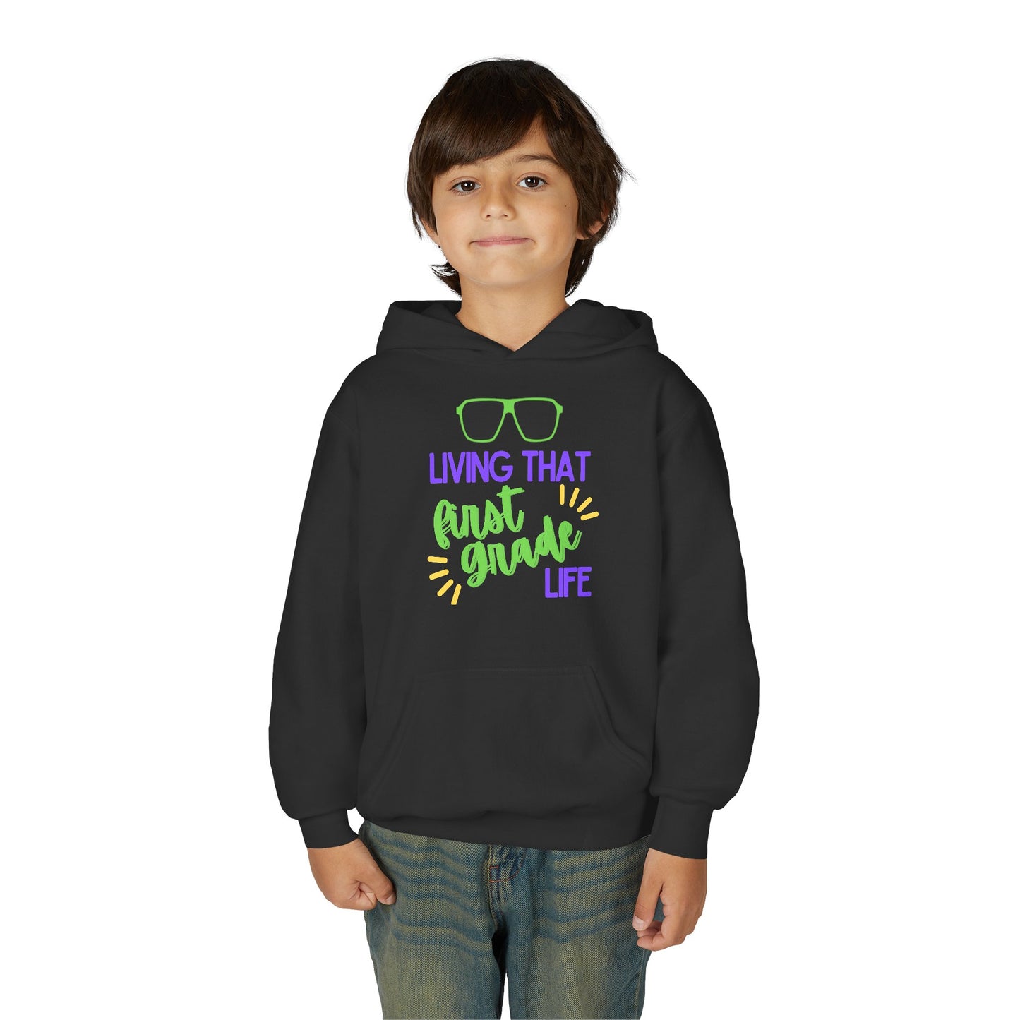 Cool first Grade Hoodie for Youth, Back to School Gift, Trendy Kids Sweatshirt, Living that Third Grade Life, Fun School Spirit Wear