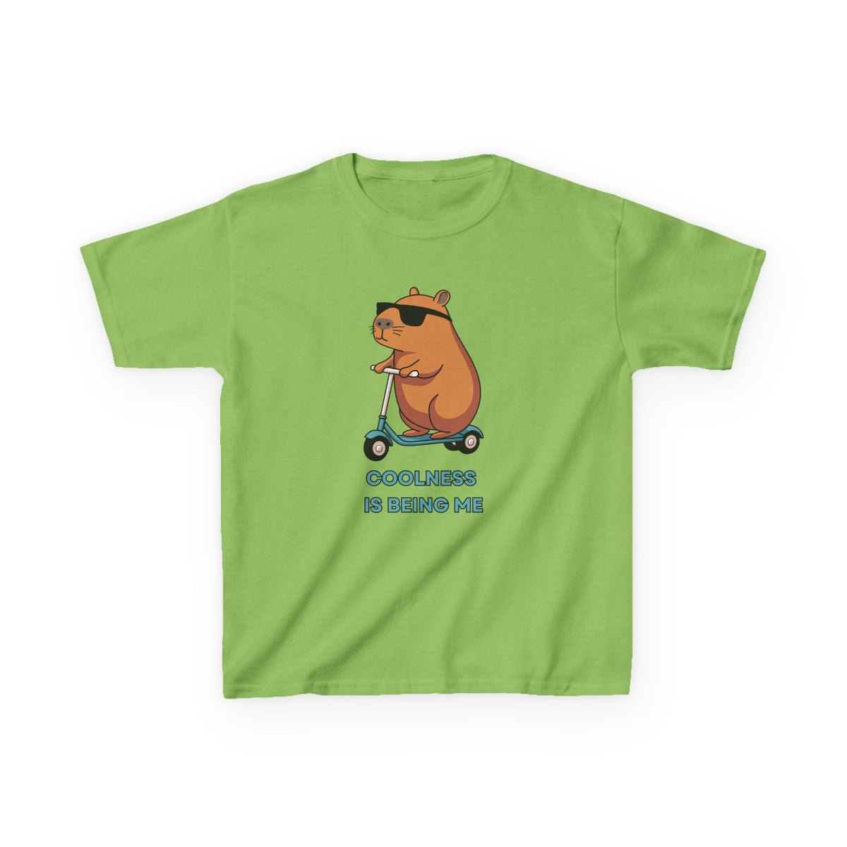 Kids Tee — 'Coolness Is Being Me' CAPYBARA on Scooter Cute Graphic T-Shirt