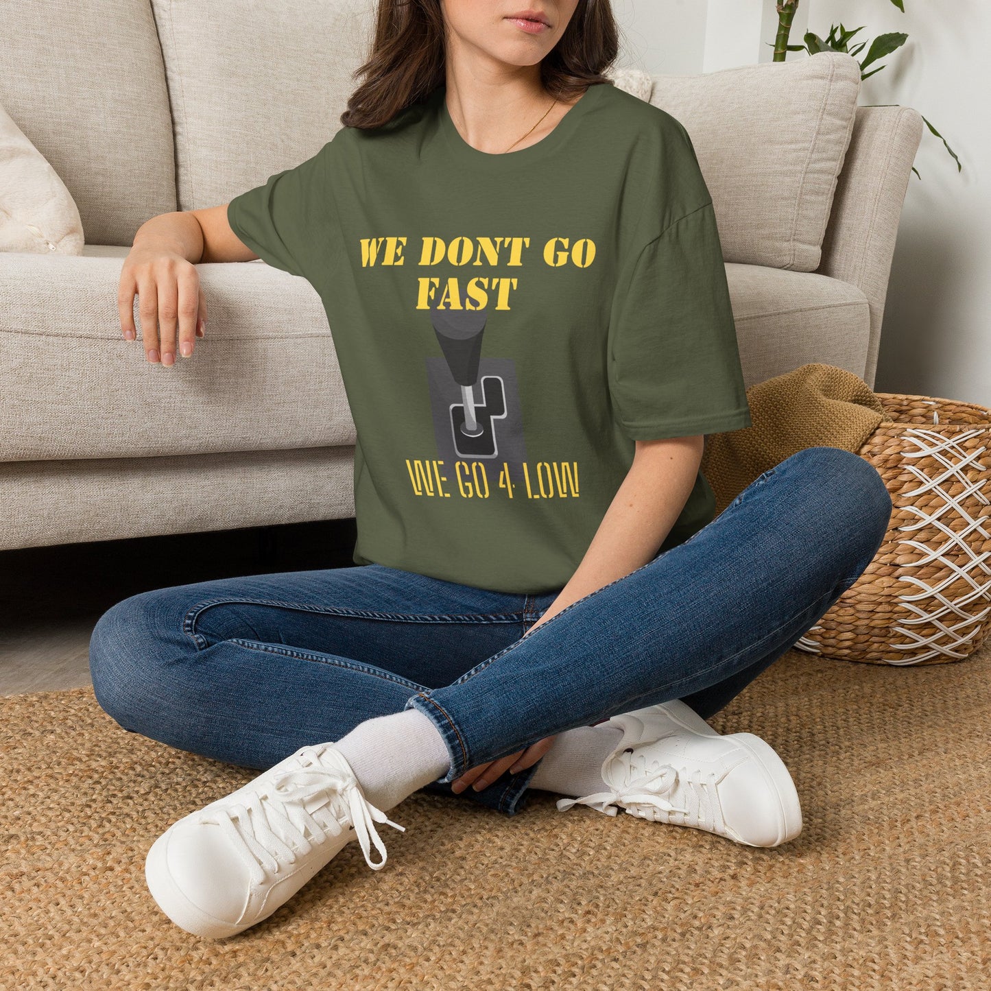 T‑Shirt — “We Don’t Go Fast” Retro Gearshift Tee