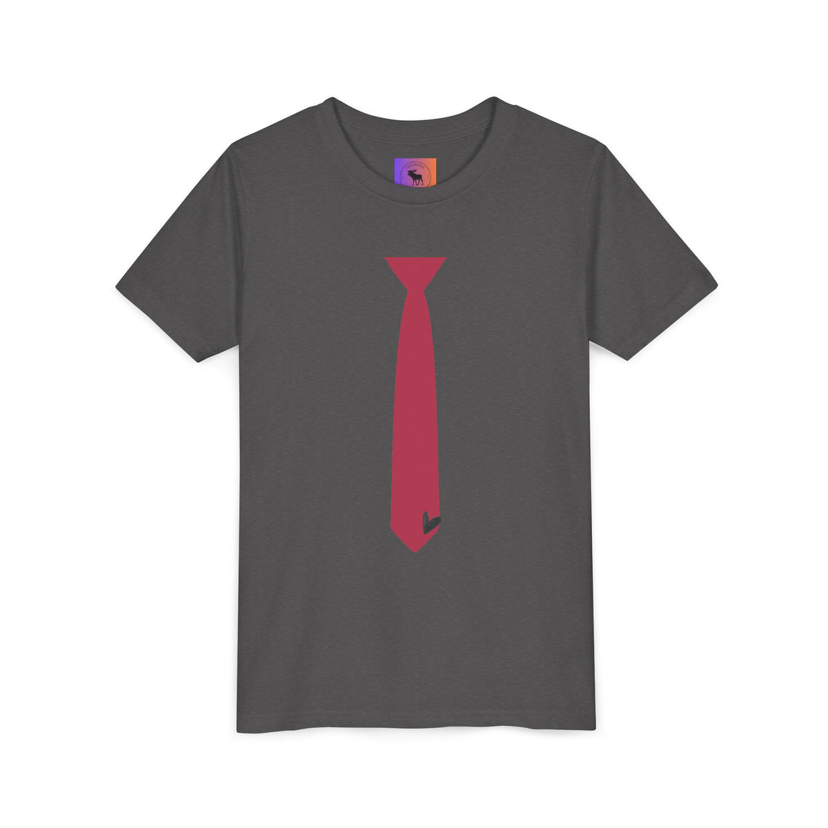 Youth Tie Graphic Tee – Red Necktie Costume Shirt for Kids with heart
