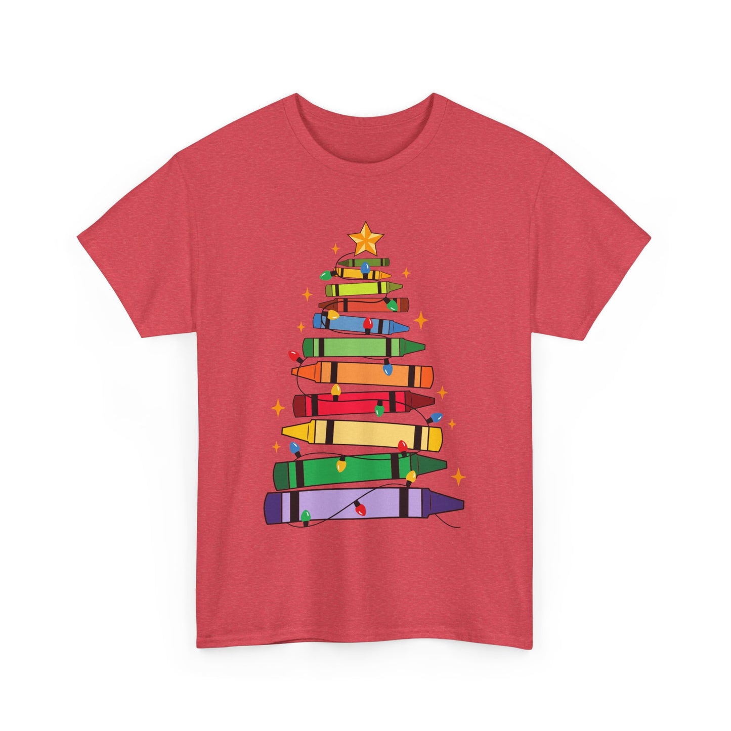 Crayon Tree Teacher Unisex Tee for Christmas Gift, Homeschool T-Shirt, Holiday Apparel, Educator Present, School Tee Shirt