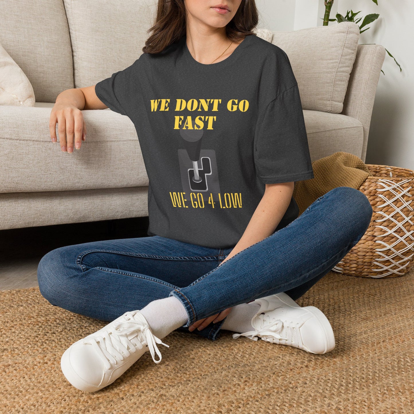 T‑Shirt — “We Don’t Go Fast” Retro Gearshift Tee