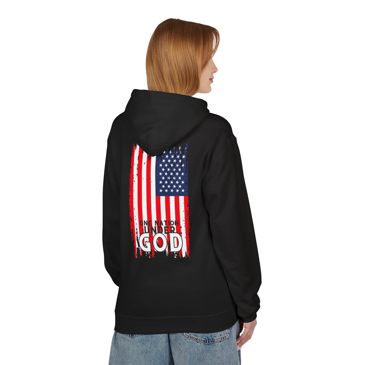 God & Country Hoodie — Distressed American Flag "One Nation Under God" Patriotic Sweatshirt