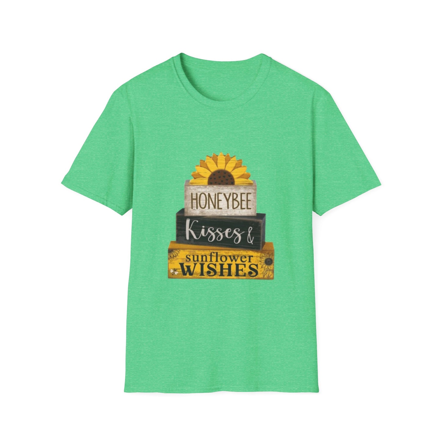 Sunflower & Honeybee T-Shirt — "Honeybee Kisses & Sunflower Wishes" Farmhouse Tee