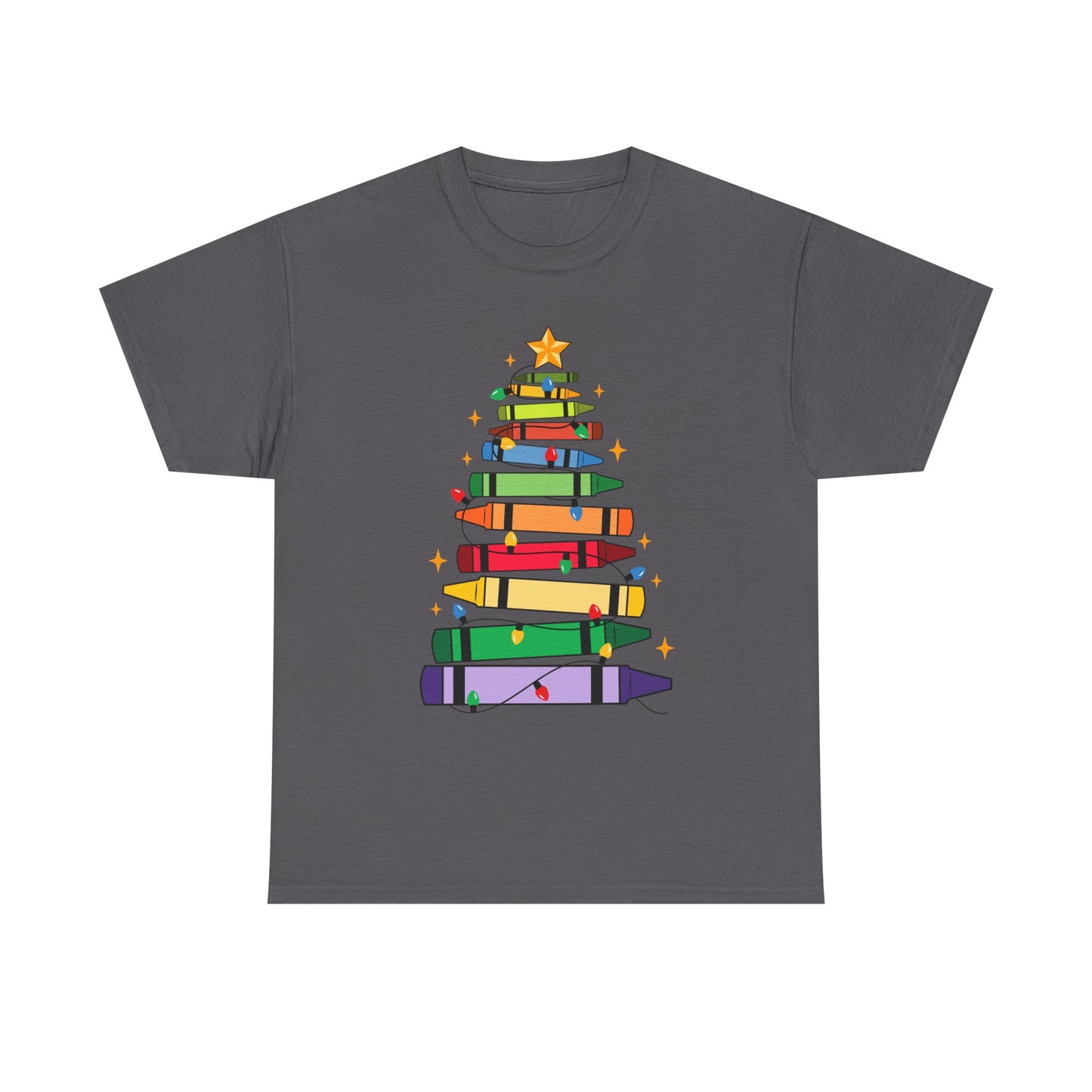 Crayon Tree Teacher Unisex Tee for Christmas Gift, Homeschool T-Shirt, Holiday Apparel, Educator Present, School Tee Shirt