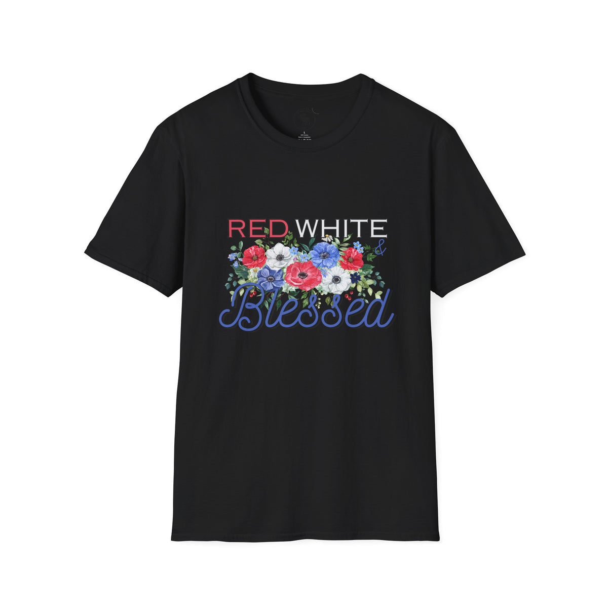 T-Shirt — "Red White & Blessed" Floral Patriotic Tee
