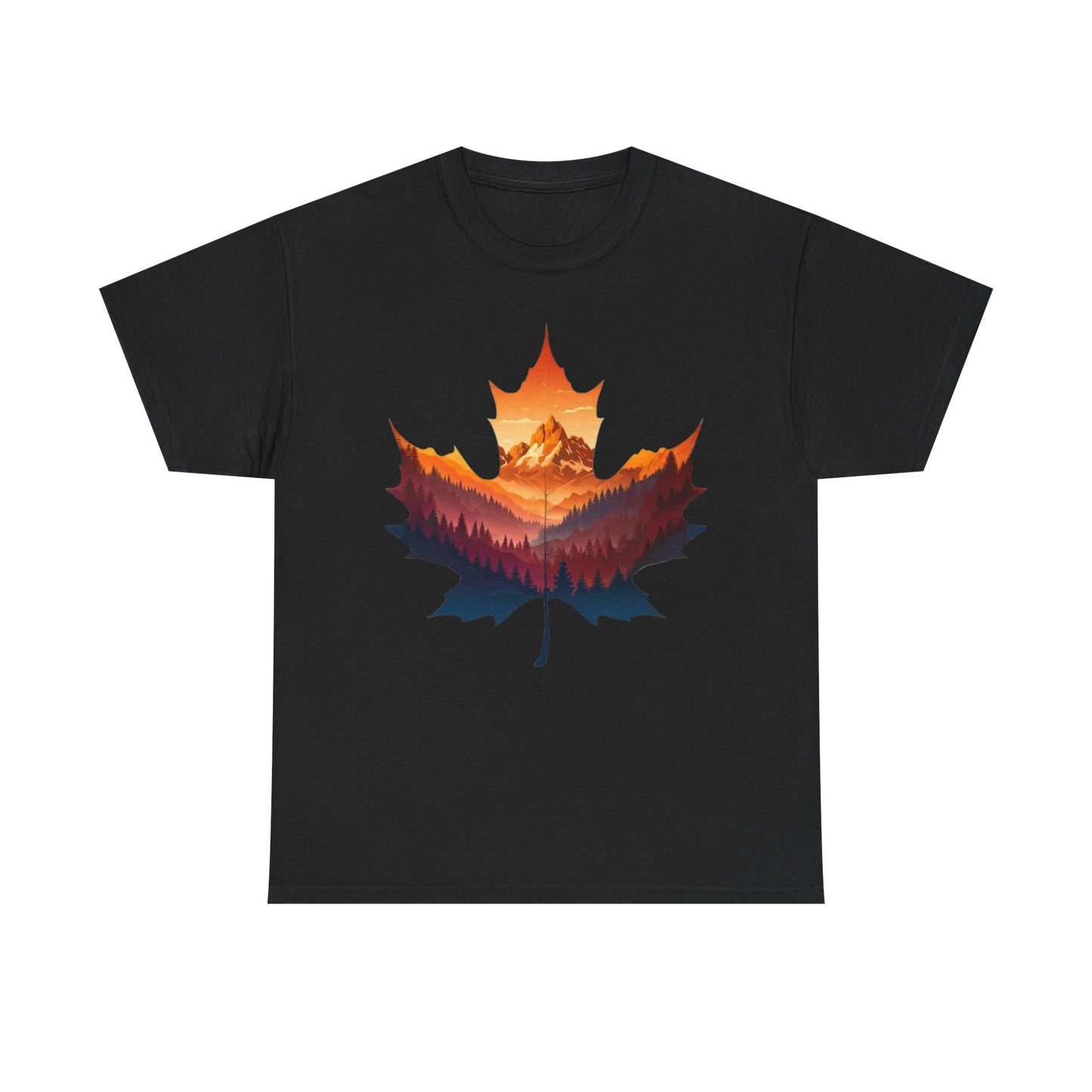 Sunset Leaf Unisex Tee, Mountain Graphic T-Shirt, Nature Lover Cotton Shirt, Outdoor Adventure Clothing, Hiking Apparel