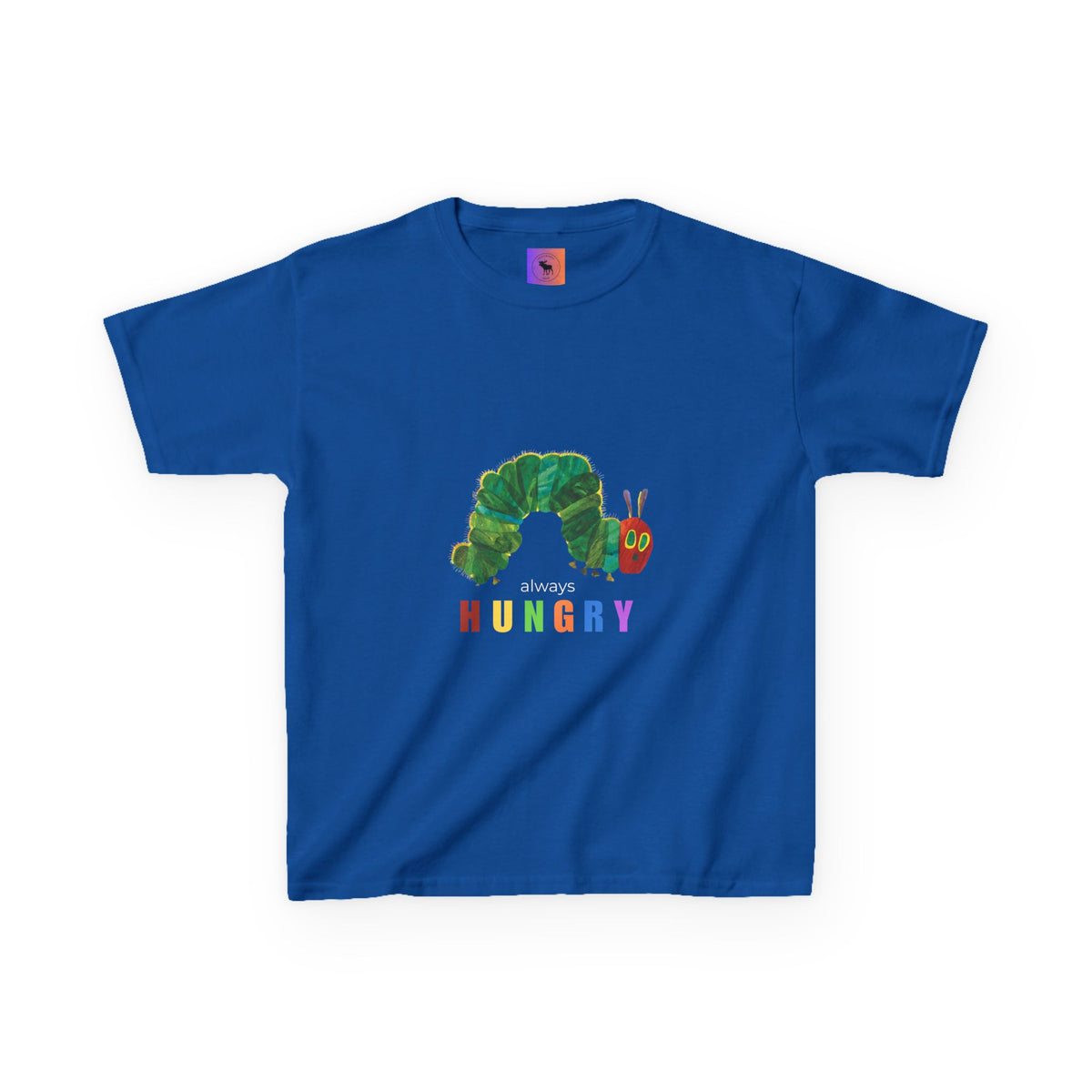 Kids Tee — "Always Hungry" Colorful Caterpillar Graphic