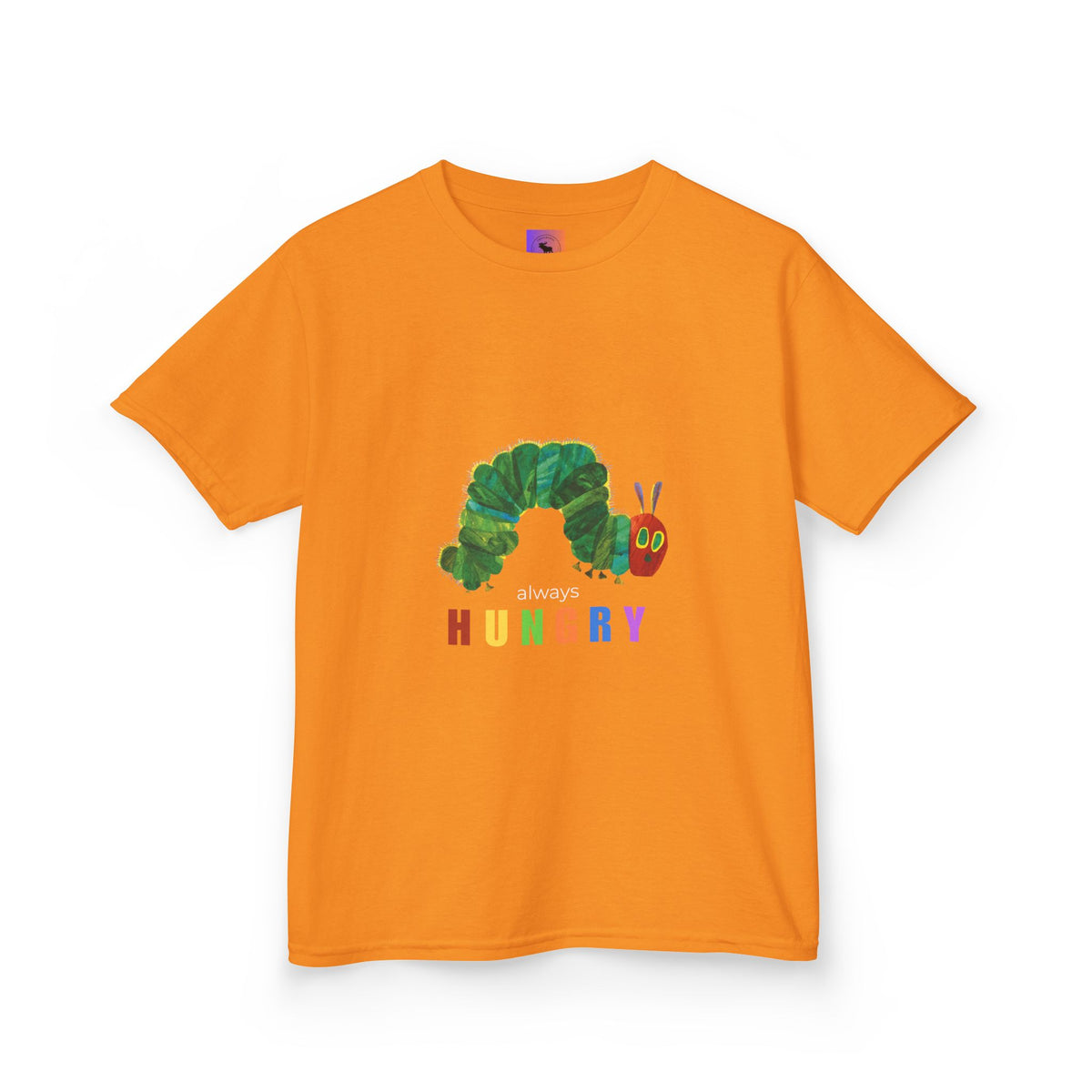 Kids Tee — "Always Hungry" Colorful Caterpillar Graphic