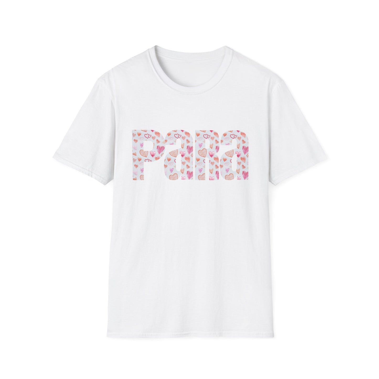 Para heart Text T-Shirt — Pink heart Pattern Graphic Tee
