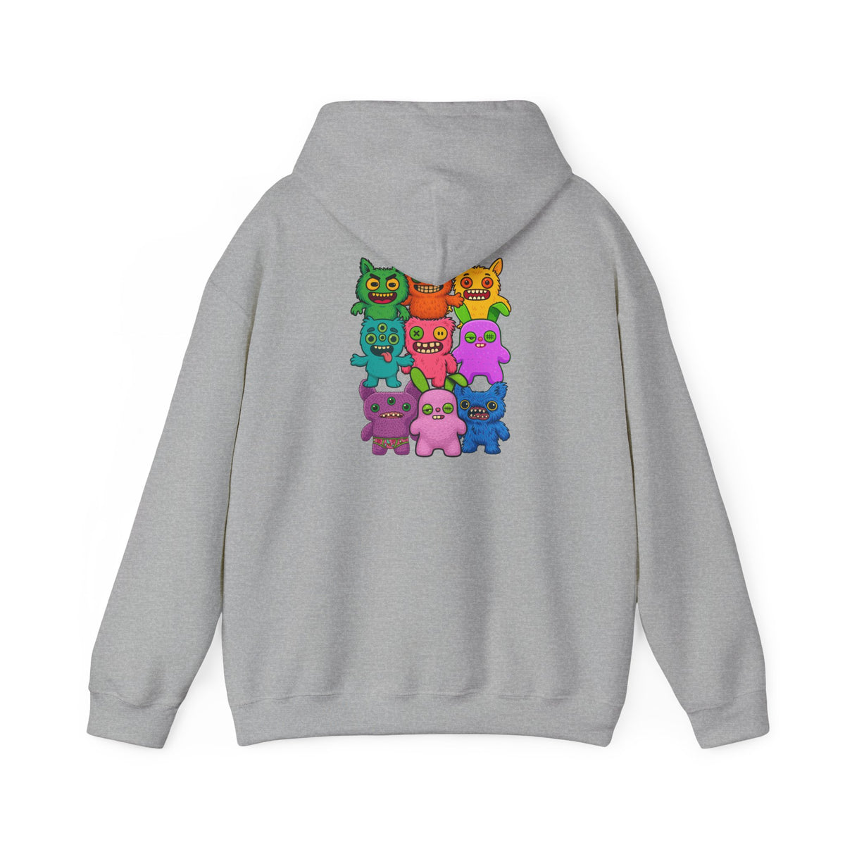 Hoodie Fugglers Colorful Cartoon Monster Crew Graphic Back Print
