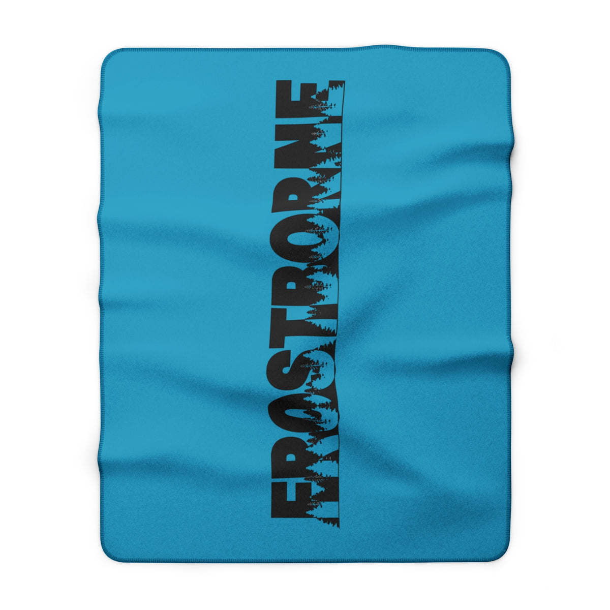 FrostBorne Sherpa Fleece Blanket — Bold Vertical "FROSTBORNÉ" Text, Cozy Winter Throw
