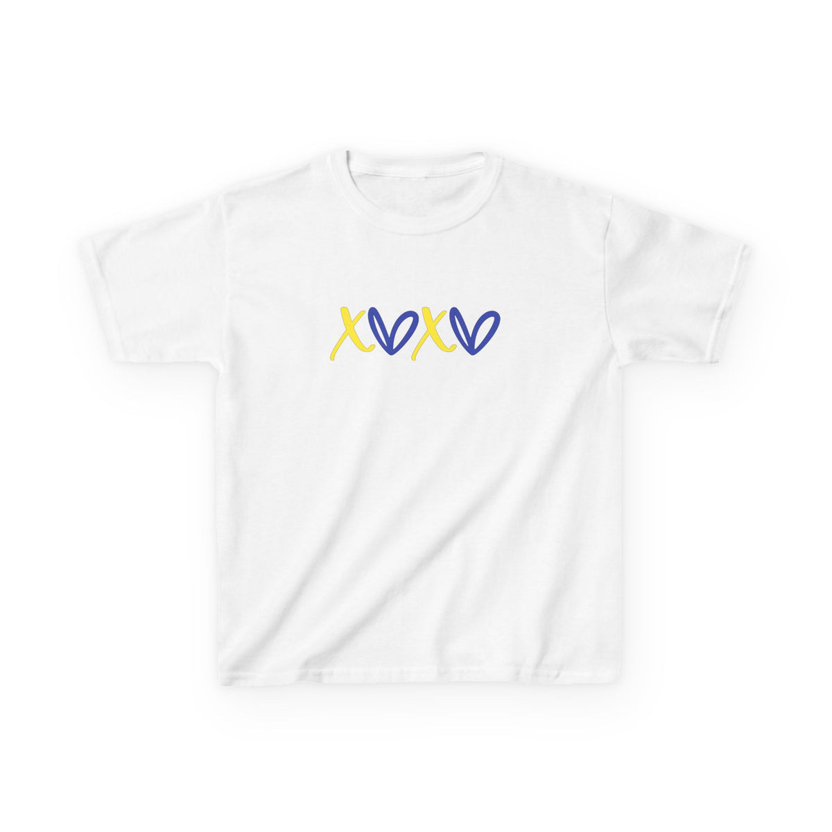 Kids Tee — Blue & Yellow DNA Hearts Design Down Syndrome Awareness,  DS