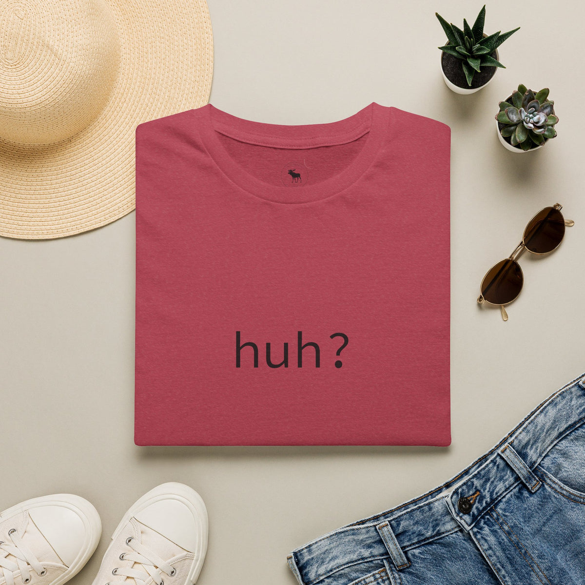 Huh? Minimalist Graphic T‑Shirt — Funny Casual Statement Tee