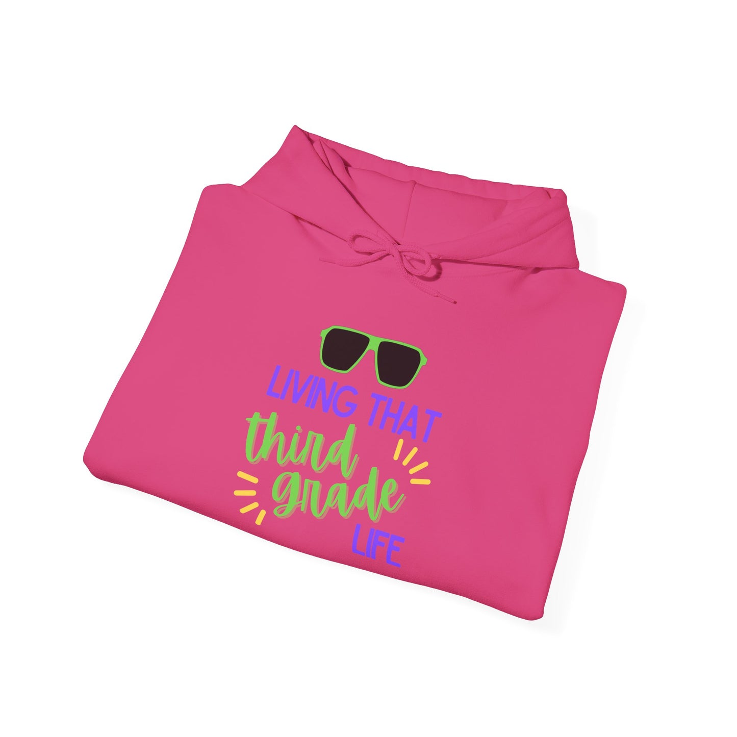 Living That Third Grade Life Hoodie - Perfect for Students, Graduation Gift, Cool Casual Wear, Back to School, Kids' Style