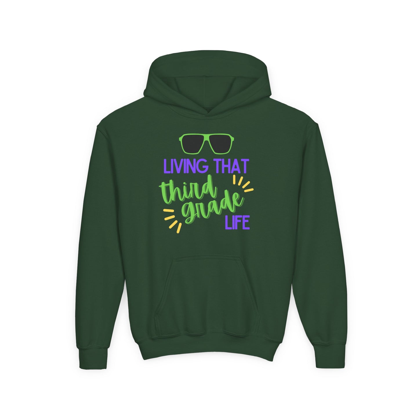 Cool Third Grade Hoodie for Youth, Back to School Gift, Trendy Kids Sweatshirt, Living that Third Grade Life, Fun School Spirit Wear