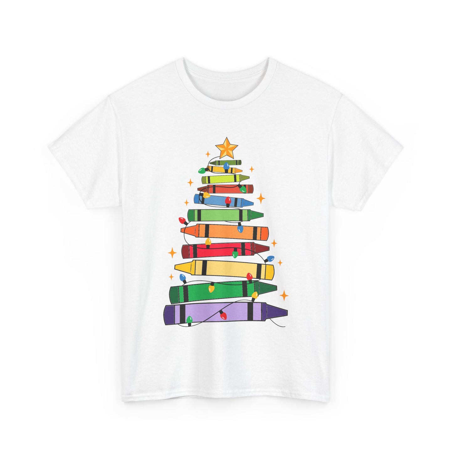 Crayon Tree Teacher Unisex Tee for Christmas Gift, Homeschool T-Shirt, Holiday Apparel, Educator Present, School Tee Shirt