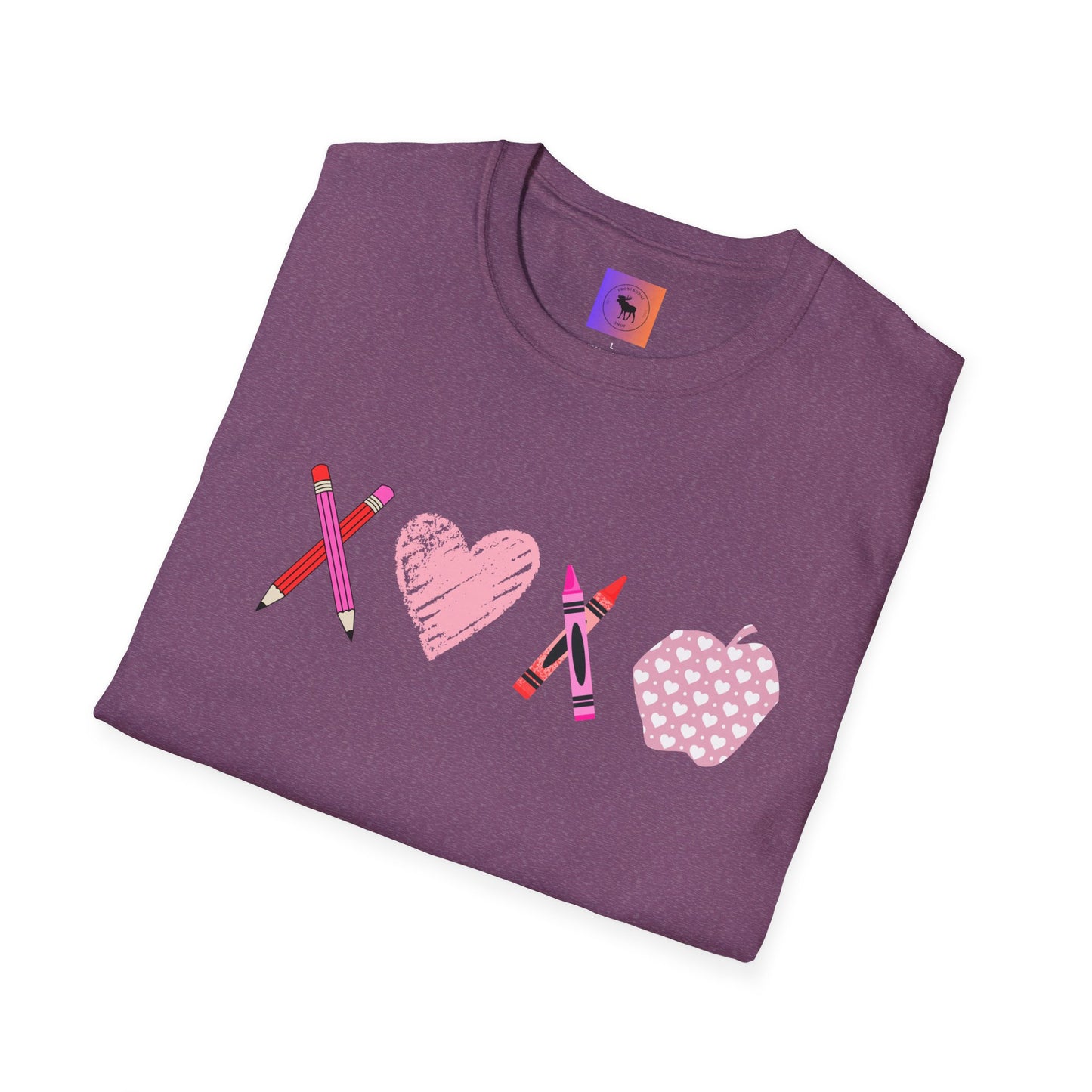 Teacher Valentine T-Shirt — Pencils, Crayon Apple & XOXO