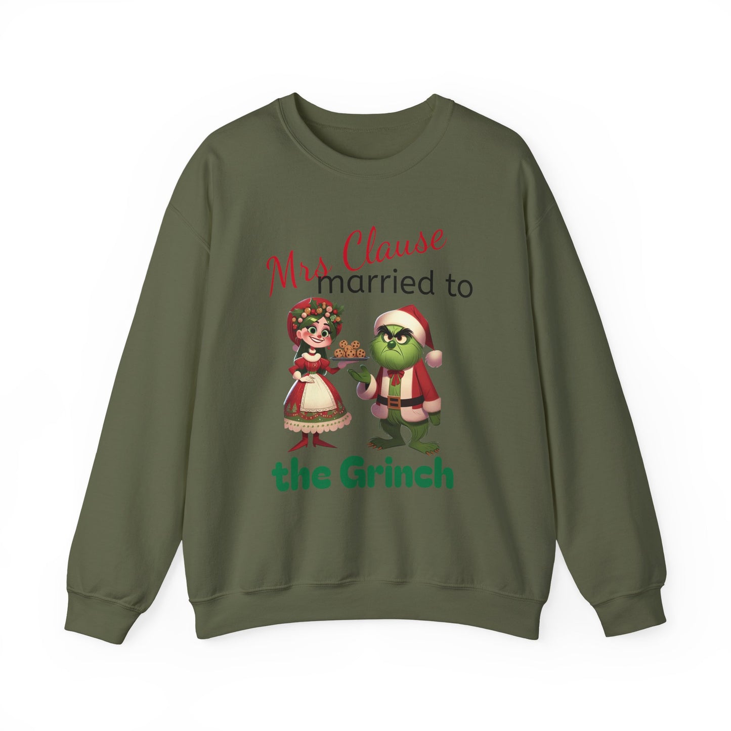 Funny Mrs Clause Married to the Grinch Sweatshirt, Christmas Couples Jumper, Holiday Pullover, Xmas Apparel, Winter Top