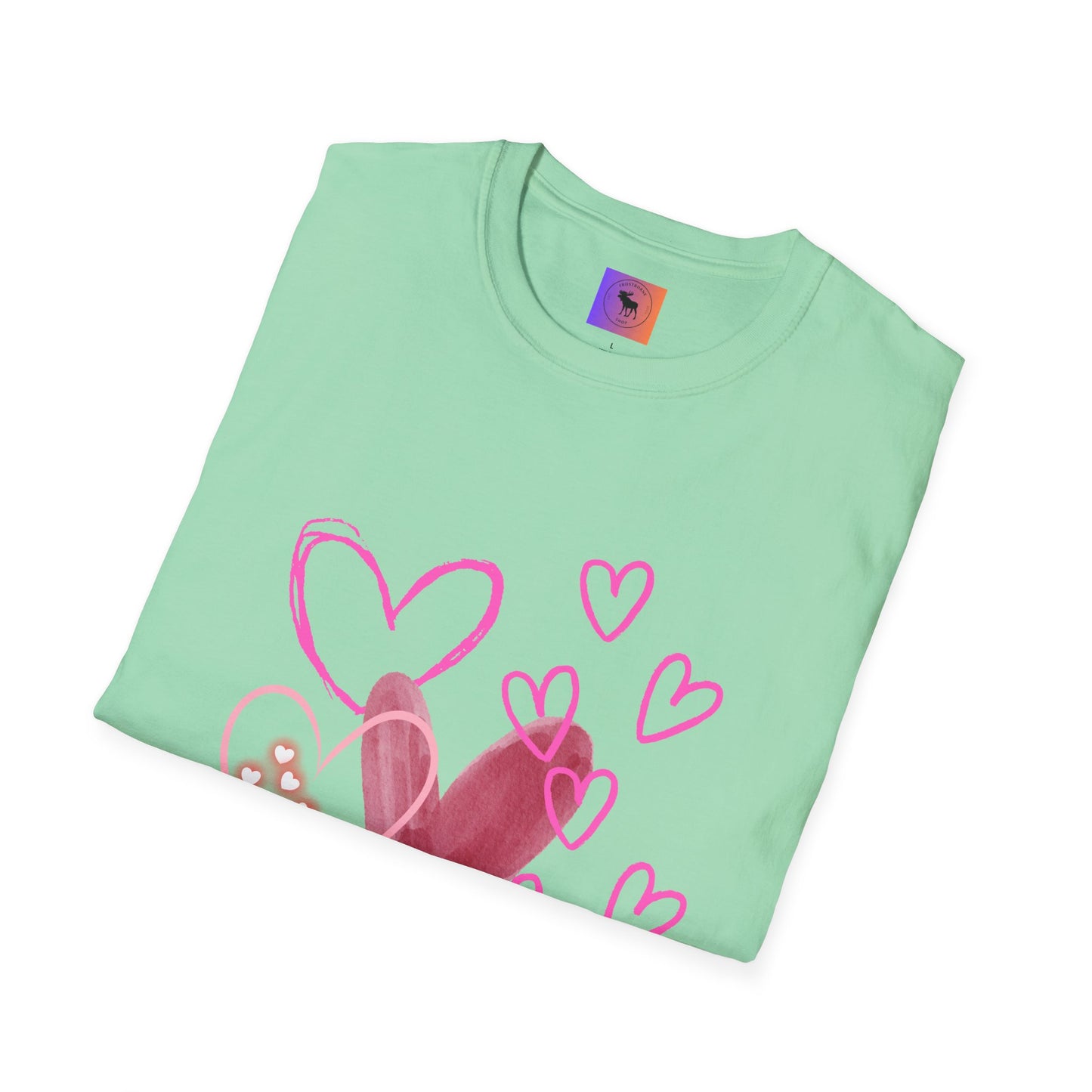 Heart Sketch T-Shirt — Pink Watercolor Hearts Valentine Tee